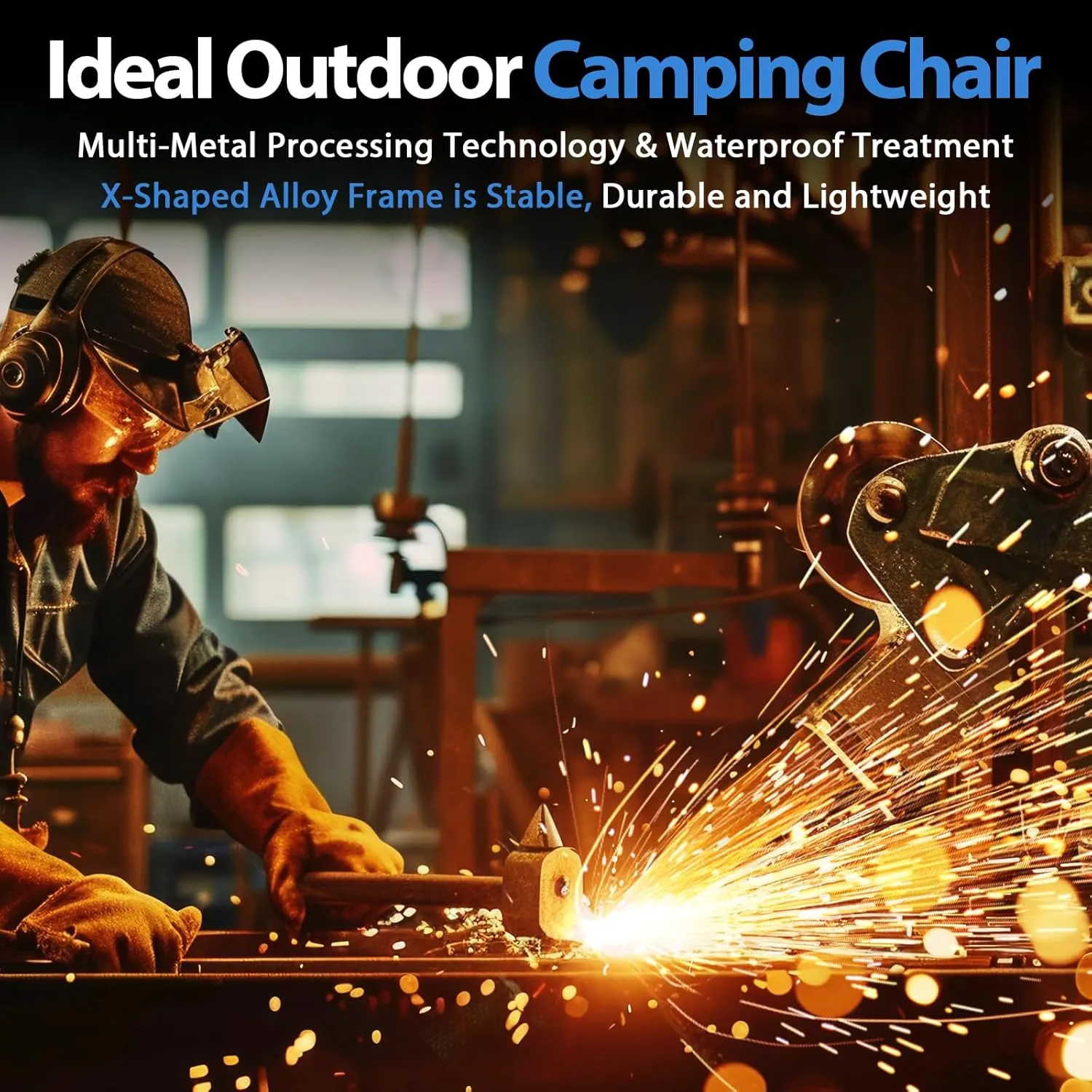 QUYUAN Heated Camping Chair with 20,000 mAh Battery, Fully Padded Heated Camp Chairs, Loog-Lasting for 500 Mins, Heavy Duty Folding Chairs Supports 500 lbs for Camping, Outdoor Sports, Picnics, Beach