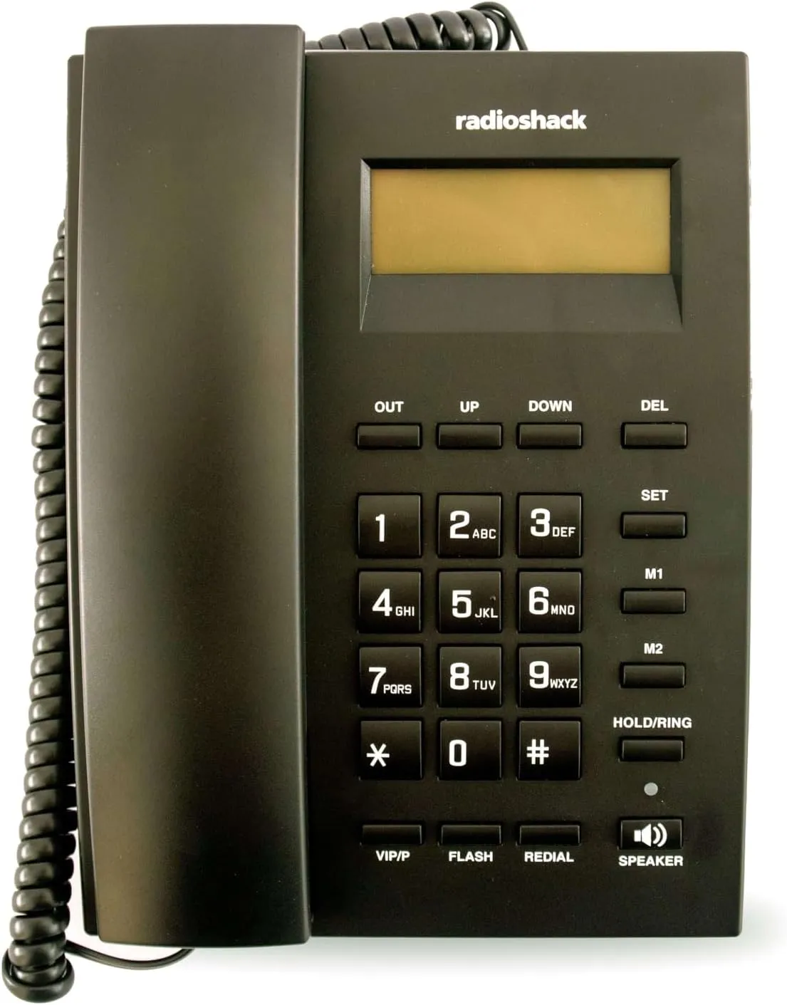 RadioShack Corded Black Phone with Display, Landline Phone for Office or Home Offers Pre-Dial, Re-Dial, and Edit Functions for Seamless Call Management