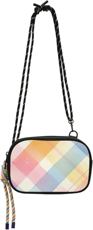 Rainbow Grid Diagram Shoulder Bags Take a walk Small Purse Crossbody for Mens Trendy with Adjustable