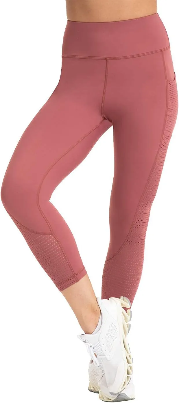 RAYPOSE Womens Workout Leggings for Women with Pockets Plus Size Gym High Waist Capri Yoga Pants Women with Mesh Cut Out