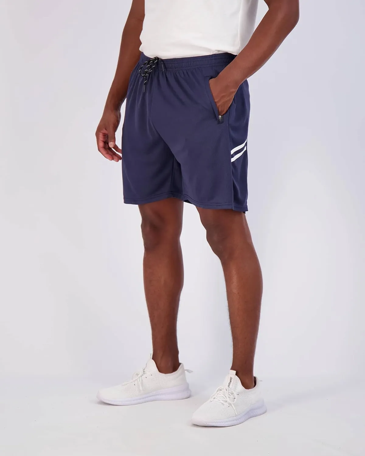 Real Essentials 4 Pack: Men's 7" Athletic Running Quick Dry Mesh Shorts with Zipper Pockets (Available in Big & Tall)