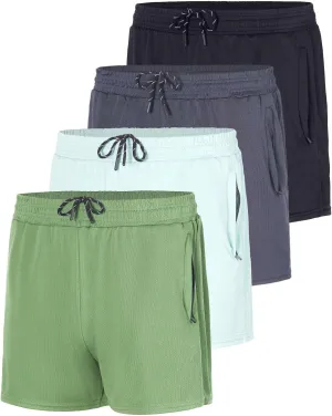 Real Essentials 4 Pack: Men's Mesh 7"/ 5"/ 3" Athletic Zipper Shorts Workout Gym Running Basketball (Big and Tall Available)