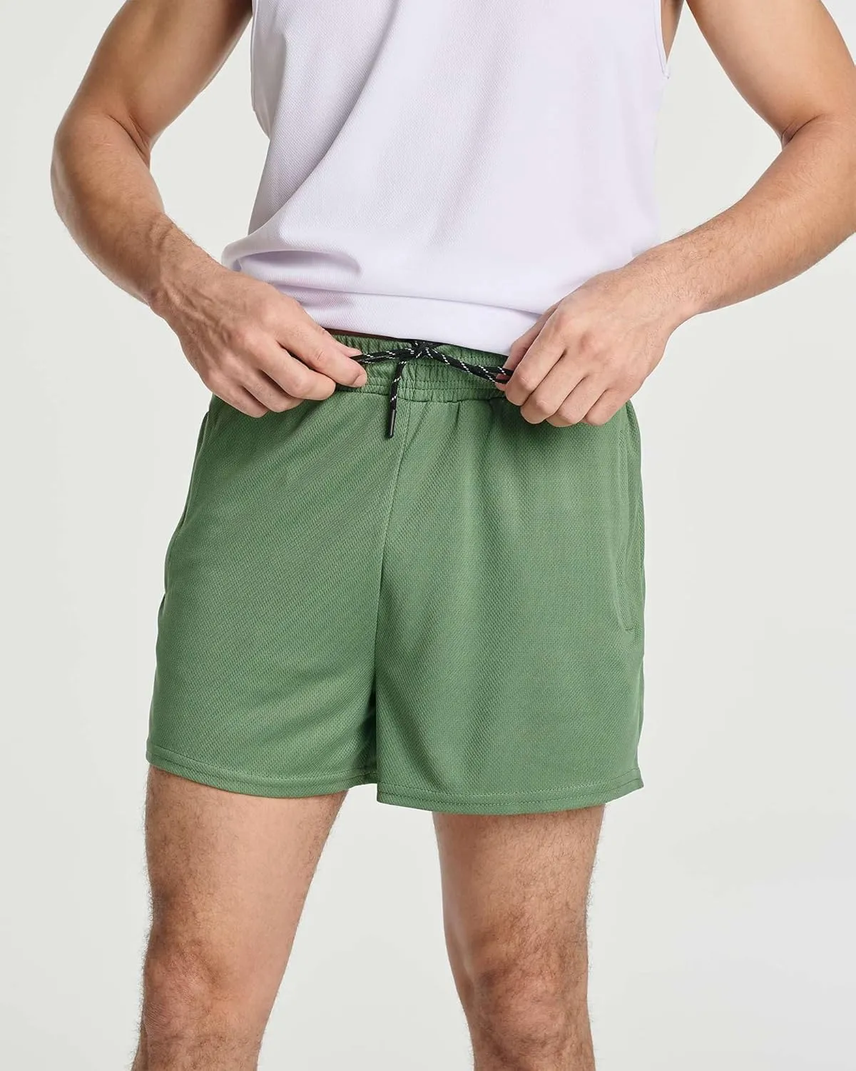 Real Essentials 4 Pack: Men's Mesh Athletic Running Zipper Shorts Quick Dry Workout 7"/ 5"/ 3" Sports Gym Basketball Hiking