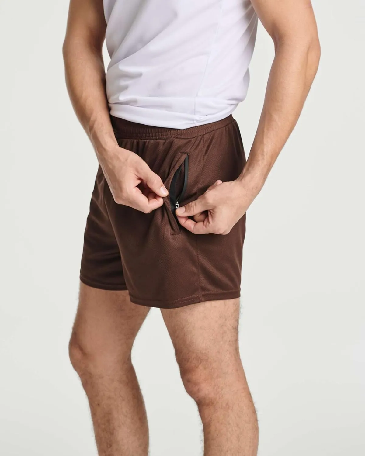 Real Essentials 4 Pack: Men's Mesh Athletic Running Zipper Shorts Quick Dry Workout 7"/ 5"/ 3" Sports Gym Basketball Hiking