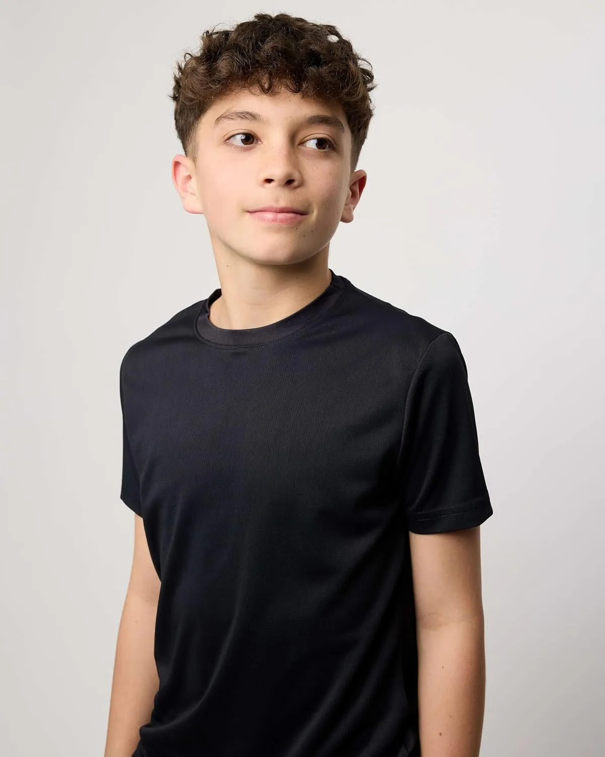 Real Essentials 5 Pack: Youth Mesh Moisture Wicking Active Athletic Performance Short-Sleeve T-Shirt Boys & Girls