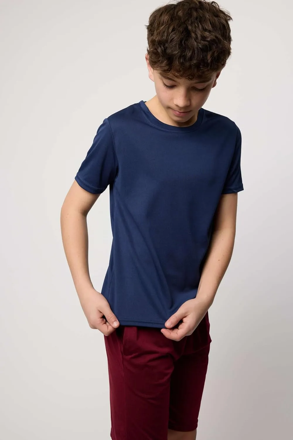 Real Essentials 5 Pack: Youth Mesh Moisture Wicking Active Athletic Performance Short-Sleeve T-Shirt Boys & Girls