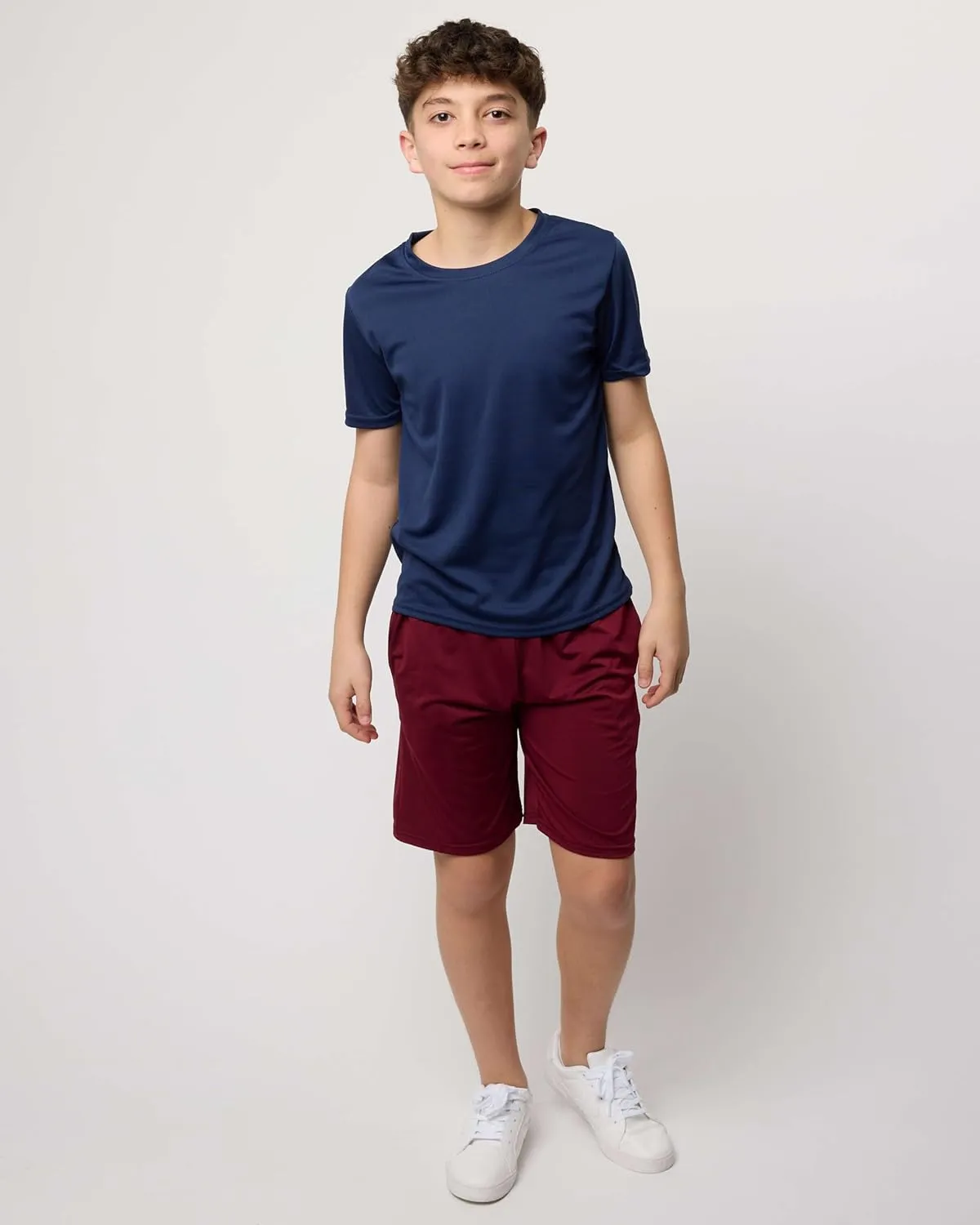 Real Essentials 5 Pack: Youth Mesh Moisture Wicking Active Athletic Performance Short-Sleeve T-Shirt Boys & Girls
