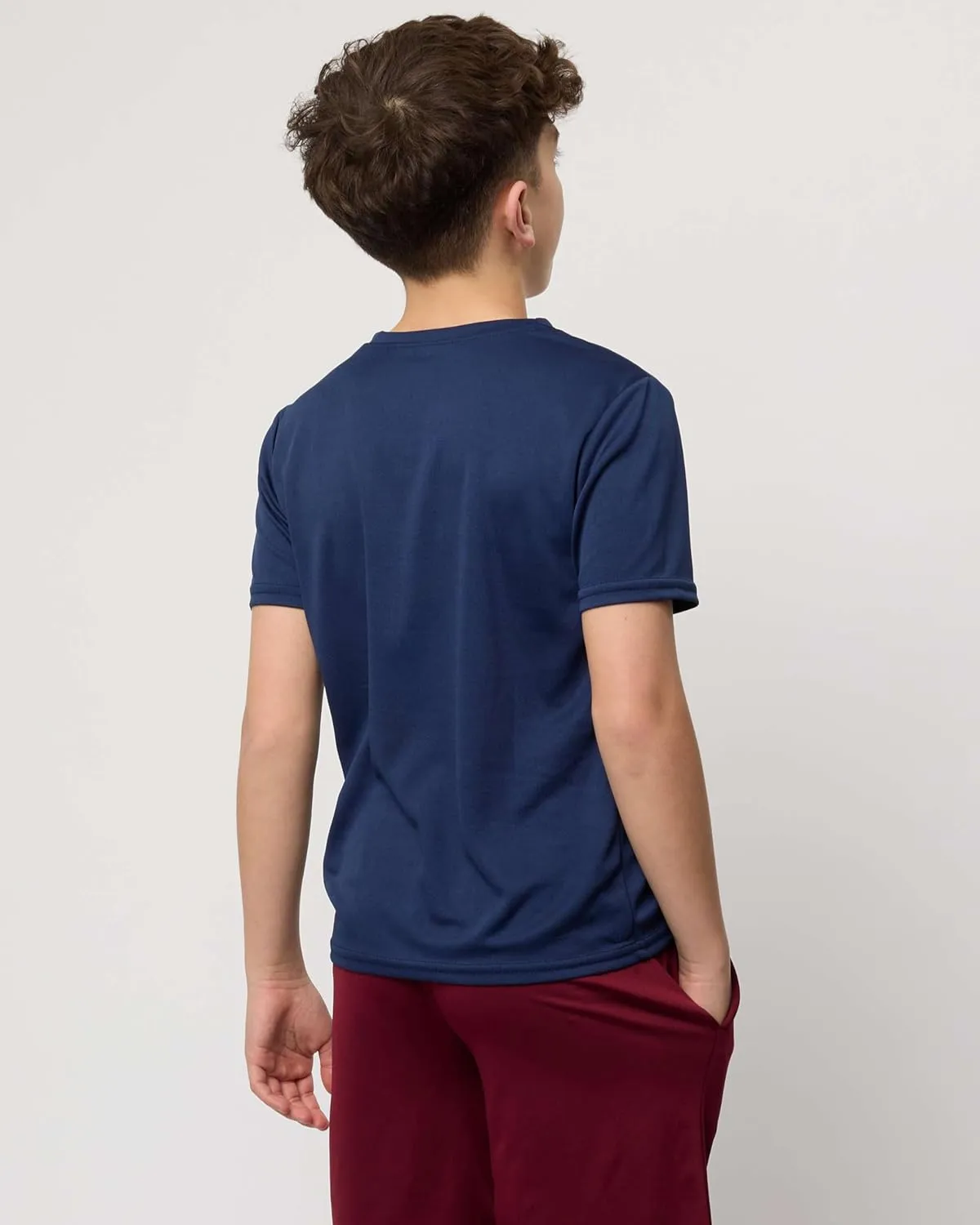 Real Essentials 5 Pack: Youth Mesh Moisture Wicking Active Athletic Performance Short-Sleeve T-Shirt Boys & Girls