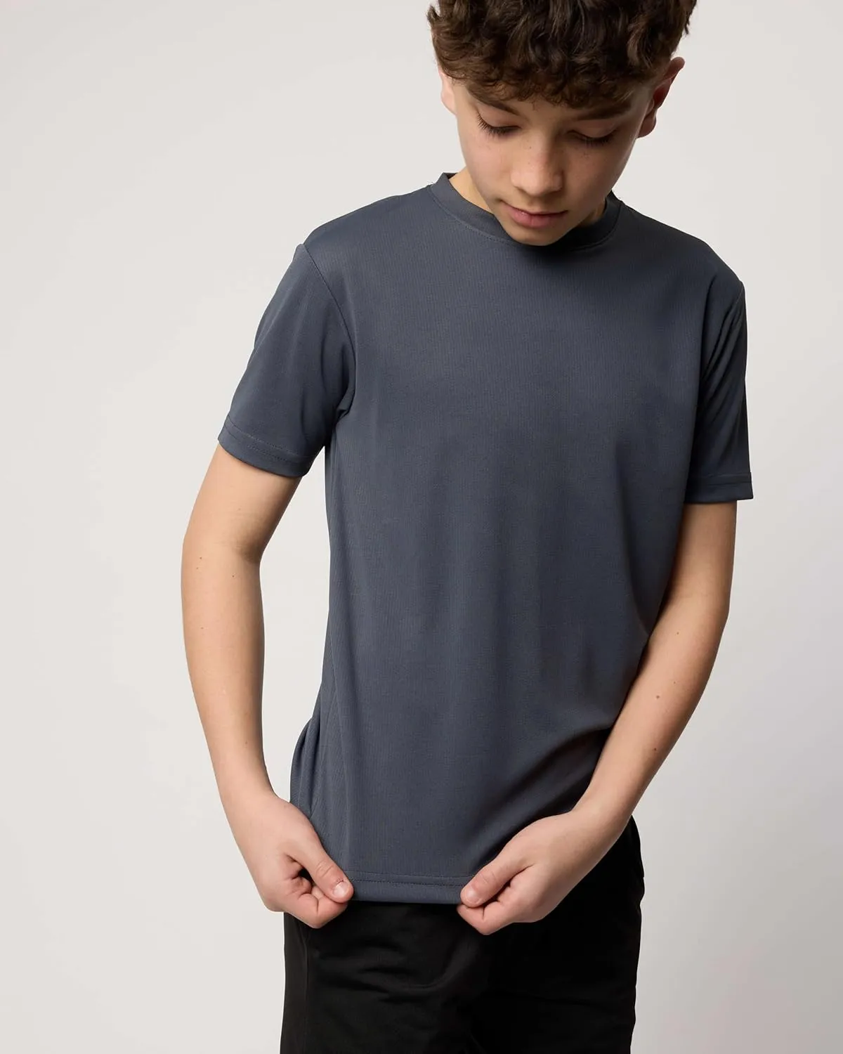 Real Essentials 5 Pack: Youth Mesh Moisture Wicking Active Athletic Performance Short-Sleeve T-Shirt Boys & Girls