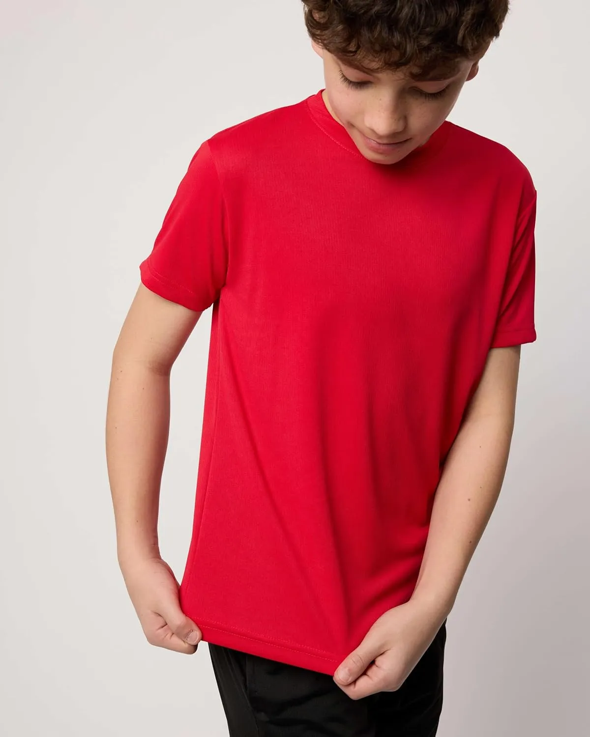 Real Essentials 5 Pack: Youth Mesh Moisture Wicking Active Athletic Performance Short-Sleeve T-Shirt Boys & Girls