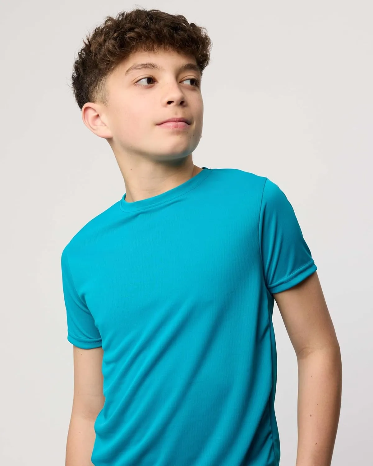 Real Essentials 5 Pack: Youth Mesh Moisture Wicking Active Athletic Performance Short-Sleeve T-Shirt Boys & Girls