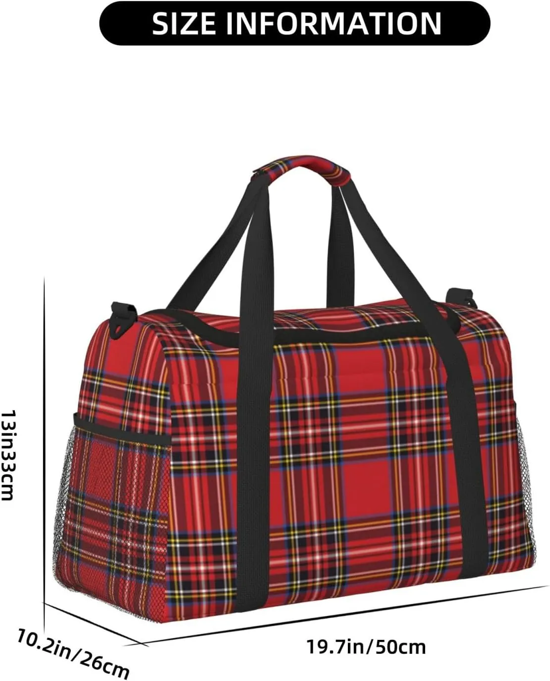 Red Grid Thin Line Travel Duffel Bag Large Foldable Waterproof Overnight Bag For Beach Swim Bags Pool Sports Gym
