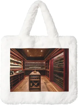 Red Wine Cellar Plush Handbag â€“ Autumn Winter Tote Bag, Coin Pouch & Accessories â€“ Perfect for Shopping & Christmas