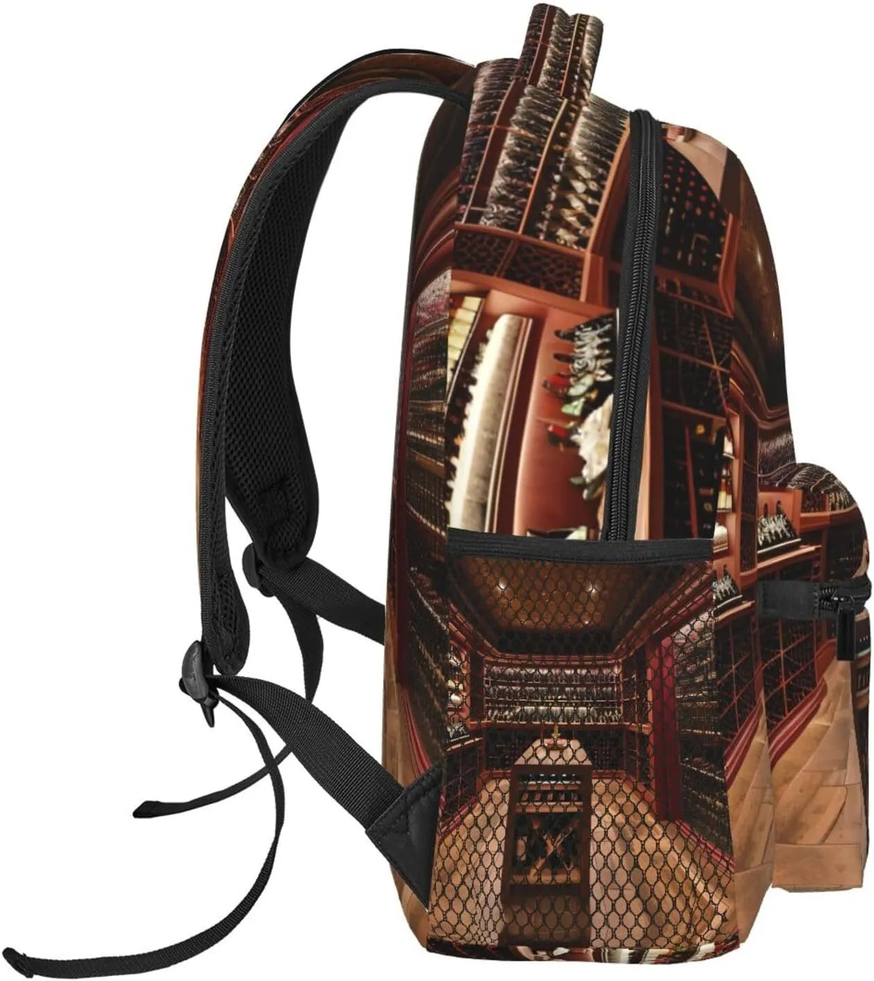 Red Wine Cellar Print Laptop Backpack Stylish Bookbag College Daypack Travel Business Work Bag For Men Women