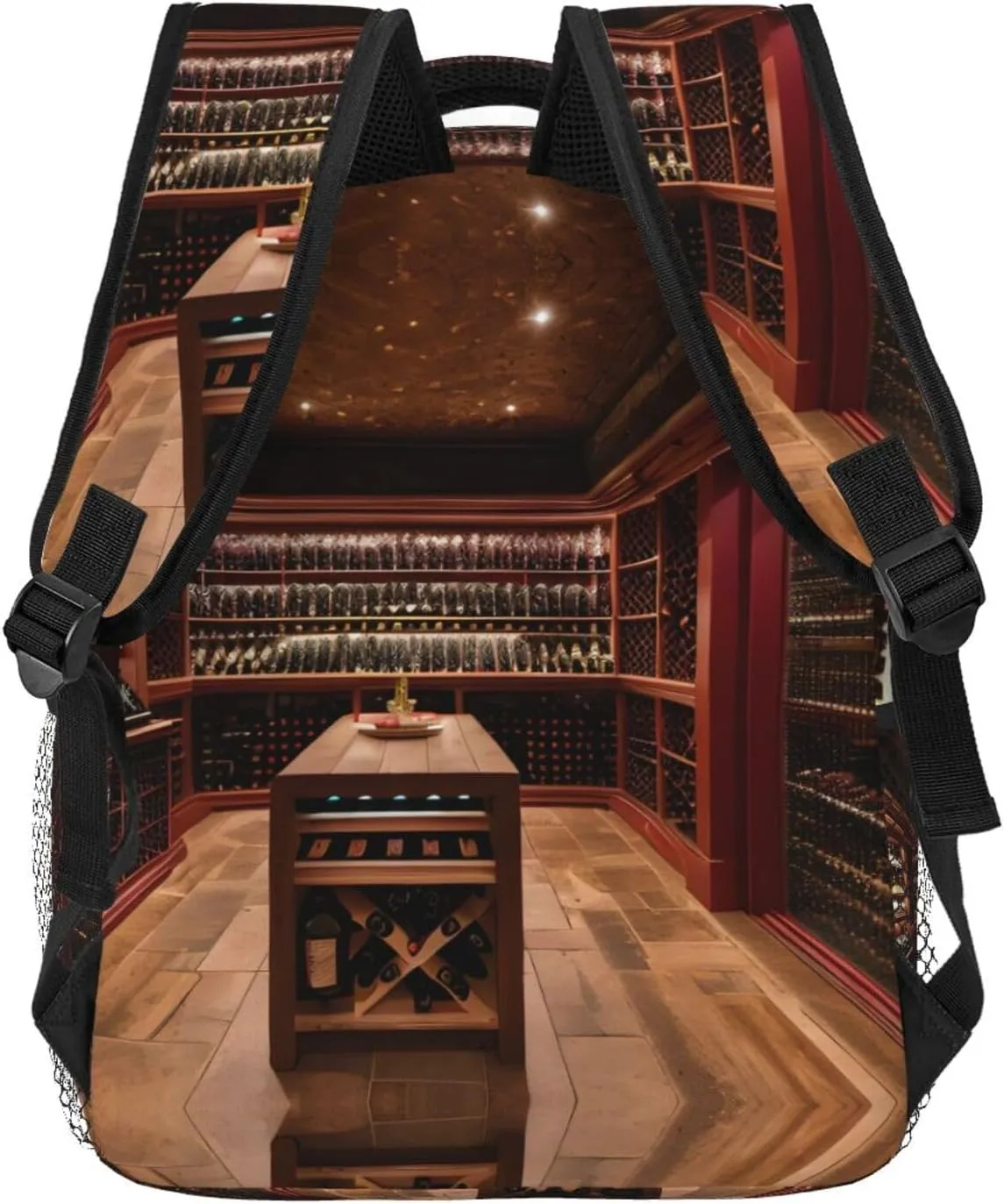 Red Wine Cellar Print Laptop Backpack Stylish Bookbag College Daypack Travel Business Work Bag For Men Women