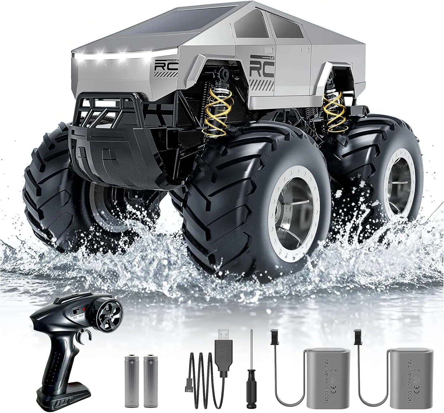 Remote Control Car Off-Road Pick-up Truck, 4WD Waterproof RC Monster Truck Toys for All Terrain, 1:16 Scale Hobby RC Trucks, Amphibious Monster Truck 2.4GHz Vehicles Gift for Boys Age 5-7 8 9-12 