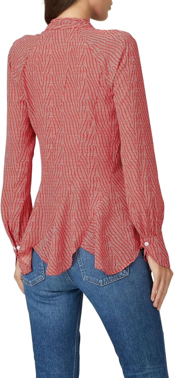 Rent The Runway Pre-Loved Red Bone V-neck Blouse