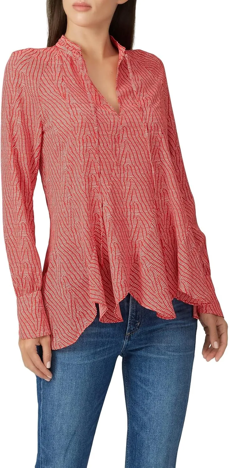 Rent The Runway Pre-Loved Red Bone V-neck Blouse