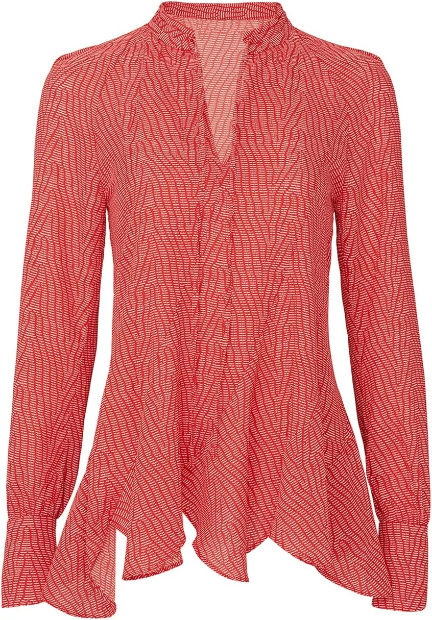 Rent The Runway Pre-Loved Red Bone V-neck Blouse