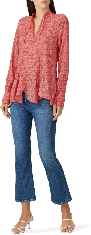 Rent The Runway Pre-Loved Red Bone V-neck Blouse