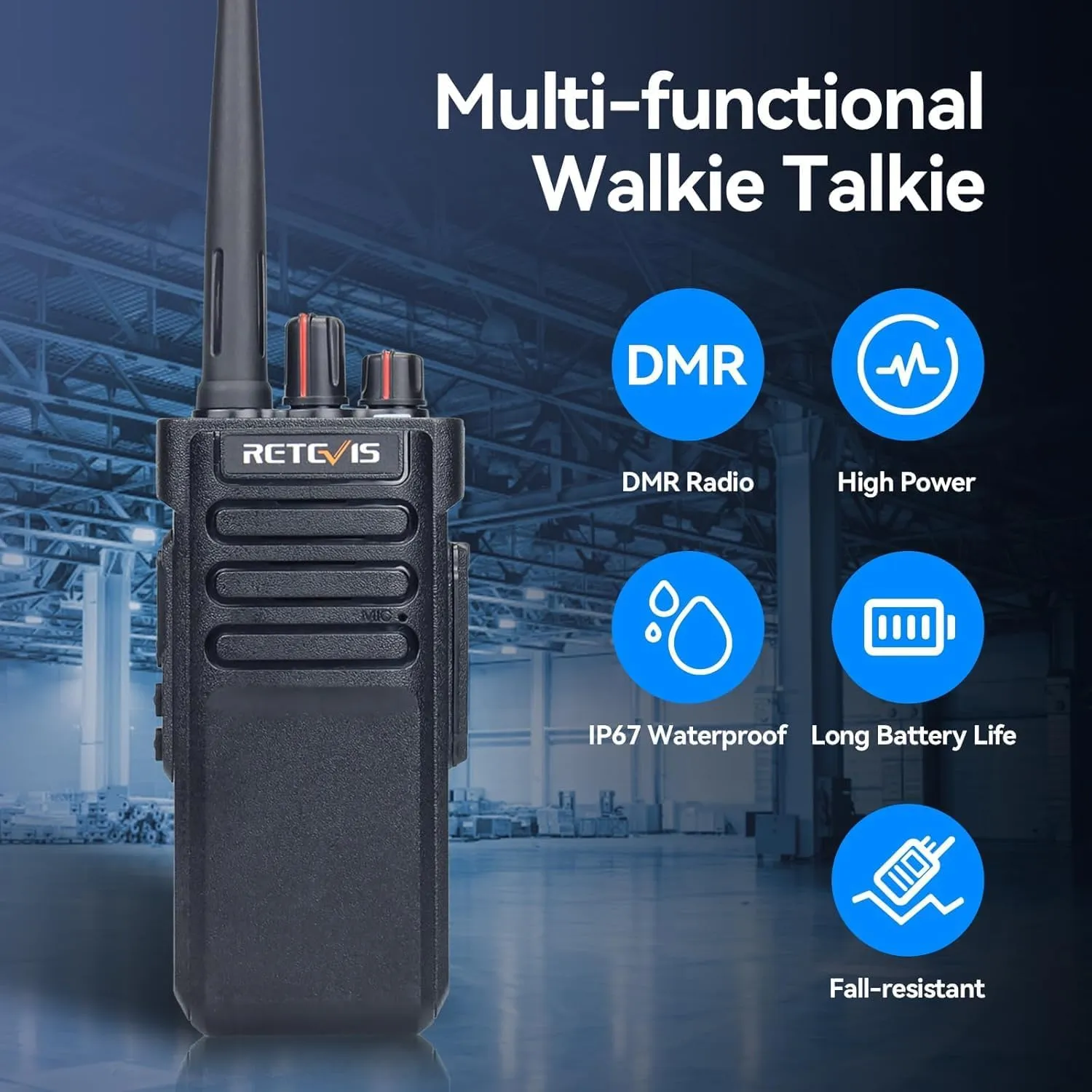 Retevis RT29D DMR 2 Way Radio Waterproof IP67, Professional Walkie Talkies Long Range,3200mAh,Group Call,High Power Two Way Radio,for Outdoors Hunting EMS(2 Pack)