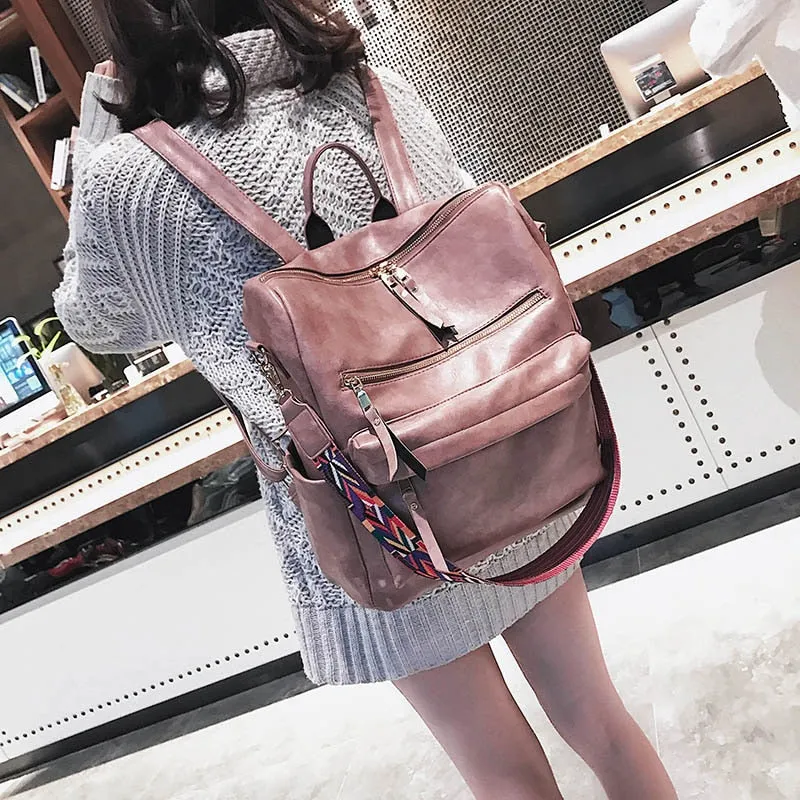 Retro Large PU Leather Rucksack Backpacks