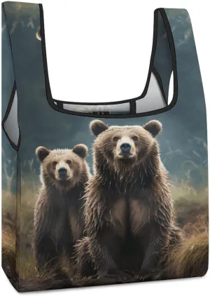 Reusable Folding Shopping Bag,Encounter Animal Bear Print Portable Storage Bag,casual Folding Shopping Bag