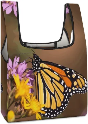 Reusable Folding Shopping Bag,Monarch Butterfly Print Portable Storage Bag,casual Folding Shopping Bag