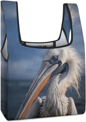 Reusable Folding Shopping Bag,Realistic Pelican Print Portable Storage Bag,casual Folding Shopping Bag