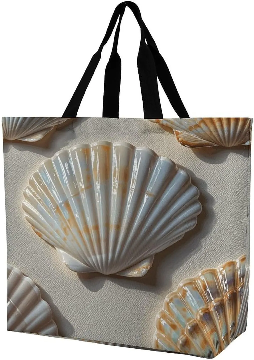 Reusable Grocery Shopping Cloth Bags Luxurious Soft Shell Print Shoulder Tote Bag Fashionable Tote Handbag for Work Beach Travel Shopping