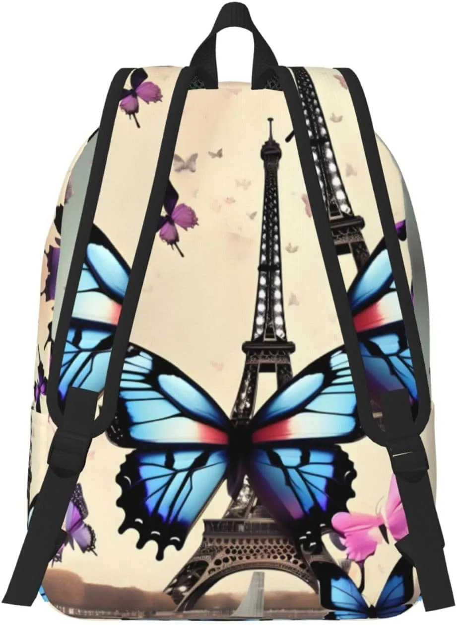 Romantic Paris Eiffel print Duffel Bag, Lightweight Duffel Bag, Casual Backpack, 17.7 x 6.3 x 12.2 inches