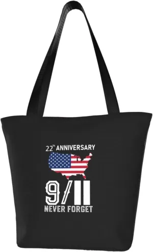 Rqwaaed 911 Never Forget 22th Anniversary Women'S Casual One Shoulder Carry Shopping Bag Large Capacity Working Storage Handbag