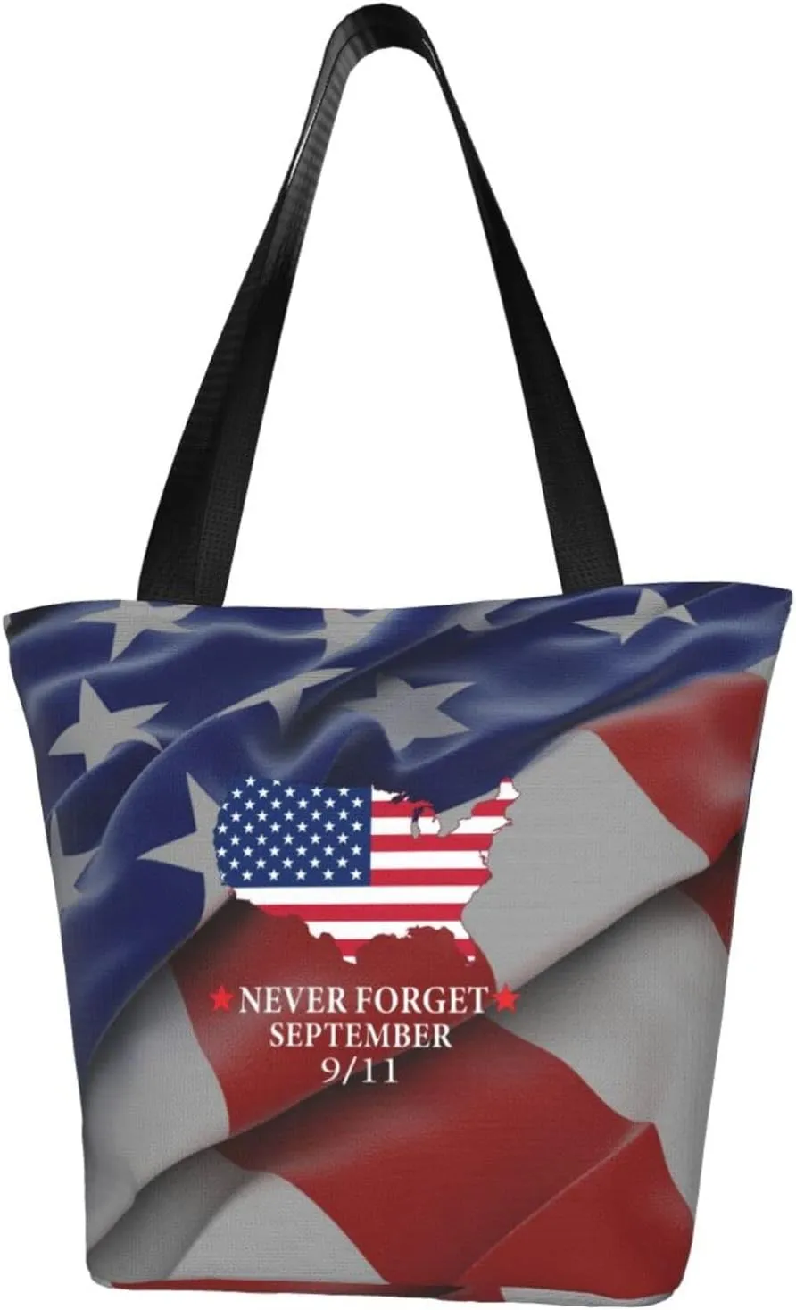 Rqwaaed 911 Never Forget Women'S Casual One Shoulder Carry Shopping Bag Large Capacity Working Storage Handbag