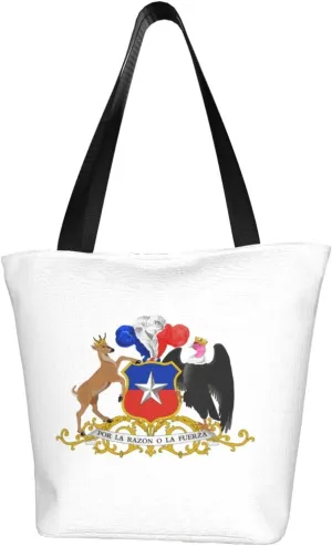 Rqwaaed Coat of Arms Chile Women'S Casual One Shoulder Carry Shopping Bag Large Capacity Working Storage Handbag