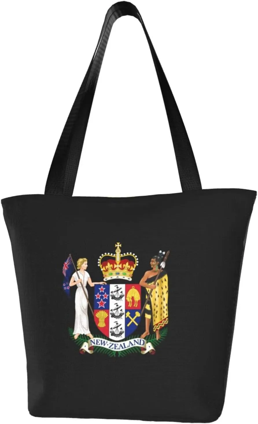 Rqwaaed Coat of Arms of New Zealand Women'S Casual One Shoulder Carry Shopping Bag Large Capacity Working Storage Handbag