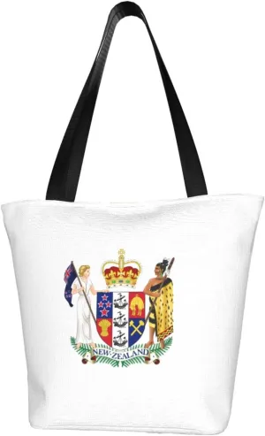 Rqwaaed Coat of Arms of New Zealand Women'S Casual One Shoulder Carry Shopping Bag Large Capacity Working Storage Handbag