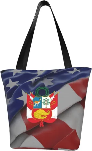 Rqwaaed Coat of Arms of Peruvian Women'S Casual One Shoulder Carry Shopping Bag Large Capacity Working Storage Handbag