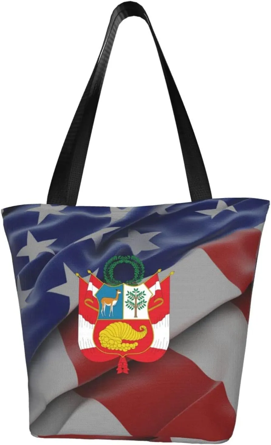 Rqwaaed Coat of Arms of Peruvian Women'S Casual One Shoulder Carry Shopping Bag Large Capacity Working Storage Handbag