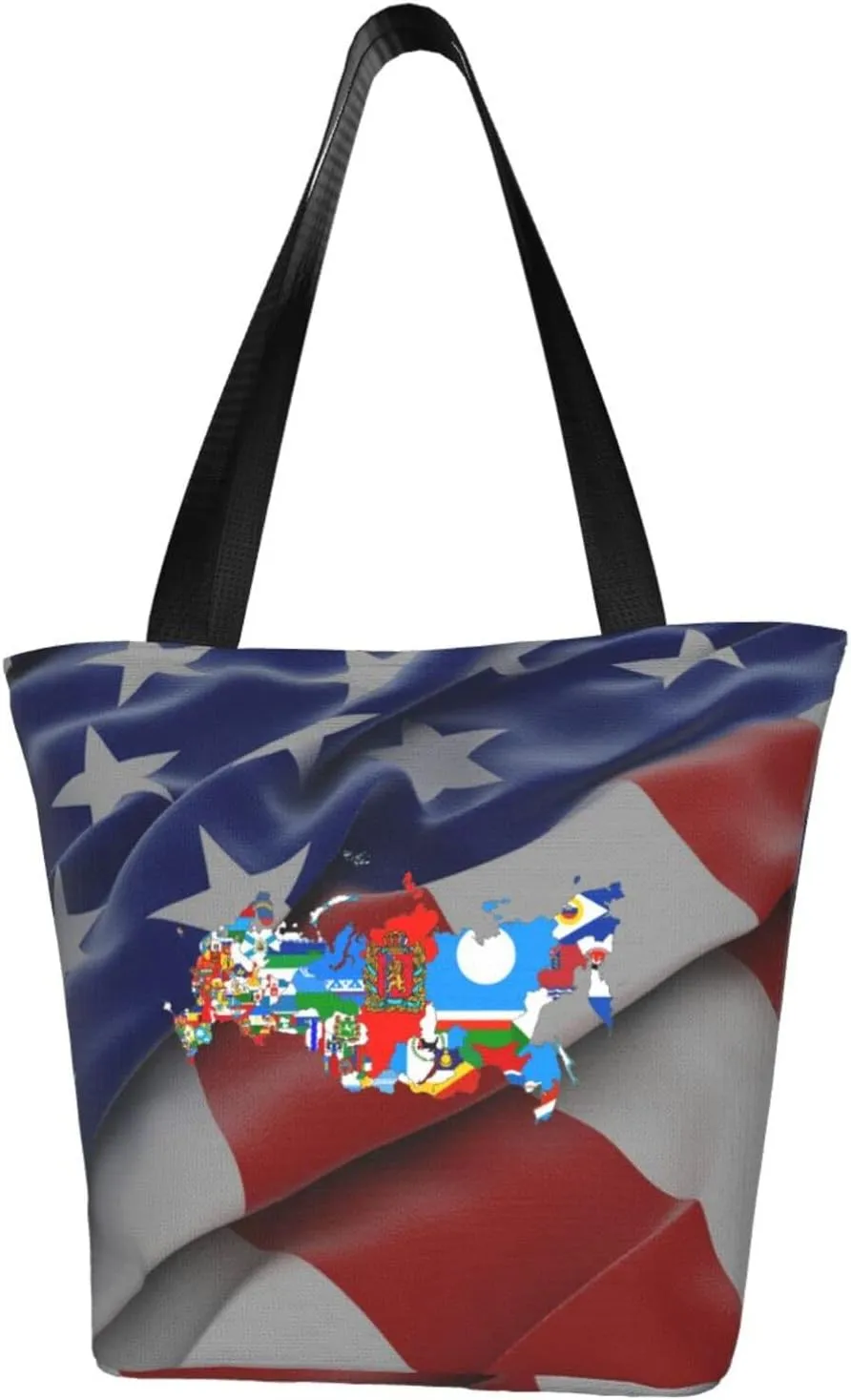Rqwaaed Flag of Russian Women'S Casual One Shoulder Carry Shopping Bag Large Capacity Working Storage Handbag