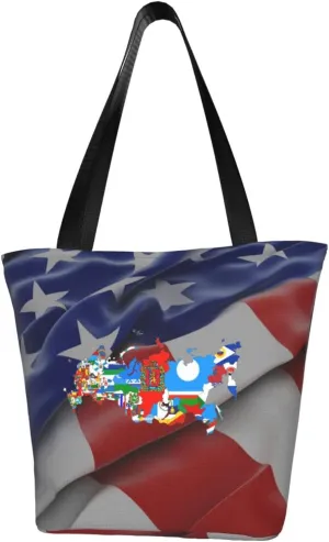 Rqwaaed Flag of Russian Women'S Casual One Shoulder Carry Shopping Bag Large Capacity Working Storage Handbag