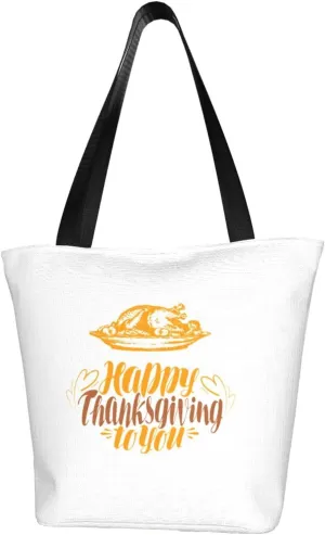 Rqwaaed Gobble Till You Wobble Women'S Casual One Shoulder Carry Shopping Bag Large Capacity Working Storage Handbag