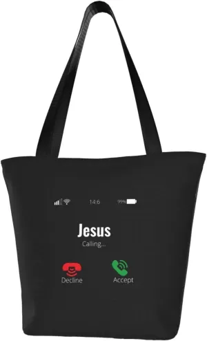 Rqwaaed Jesus Is Calling Christian Humor Religious Humor Religion Women'S Casual One Shoulder Carry Shopping Bag Large Capacity Working Storage Handbag