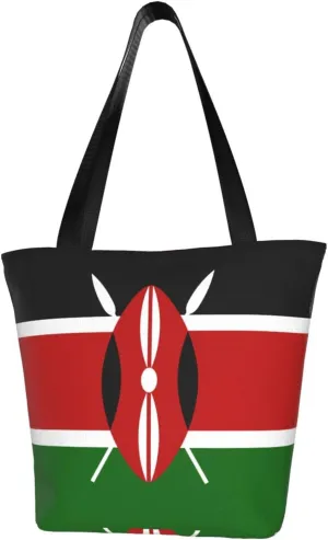 Rqwaaed Kenya Flag Women'S Casual One Shoulder Carry Shopping Bag Large Capacity Working Storage Handbag