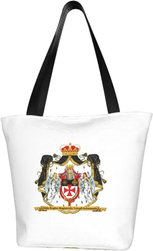 Rqwaaed Knights Templar Coat of Arms Flag Women'S Casual One Shoulder Carry Shopping Bag Large Capacity Working Storage Handbag