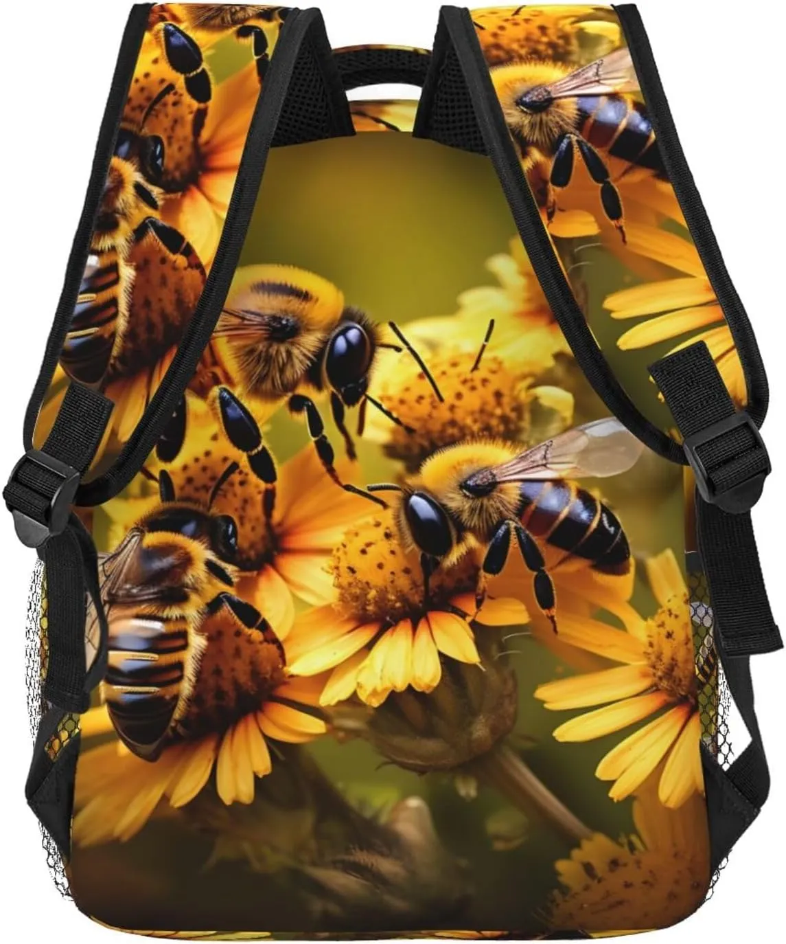 Rural Honey Bees Flowers Print Laptop Backpack Stylish Bookbag College Daypack Travel Business Work Bag For Men Women