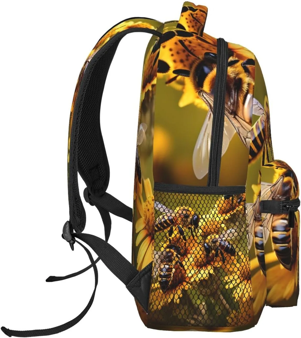 Rural Honey Bees Flowers Print Laptop Backpack Stylish Bookbag College Daypack Travel Business Work Bag For Men Women