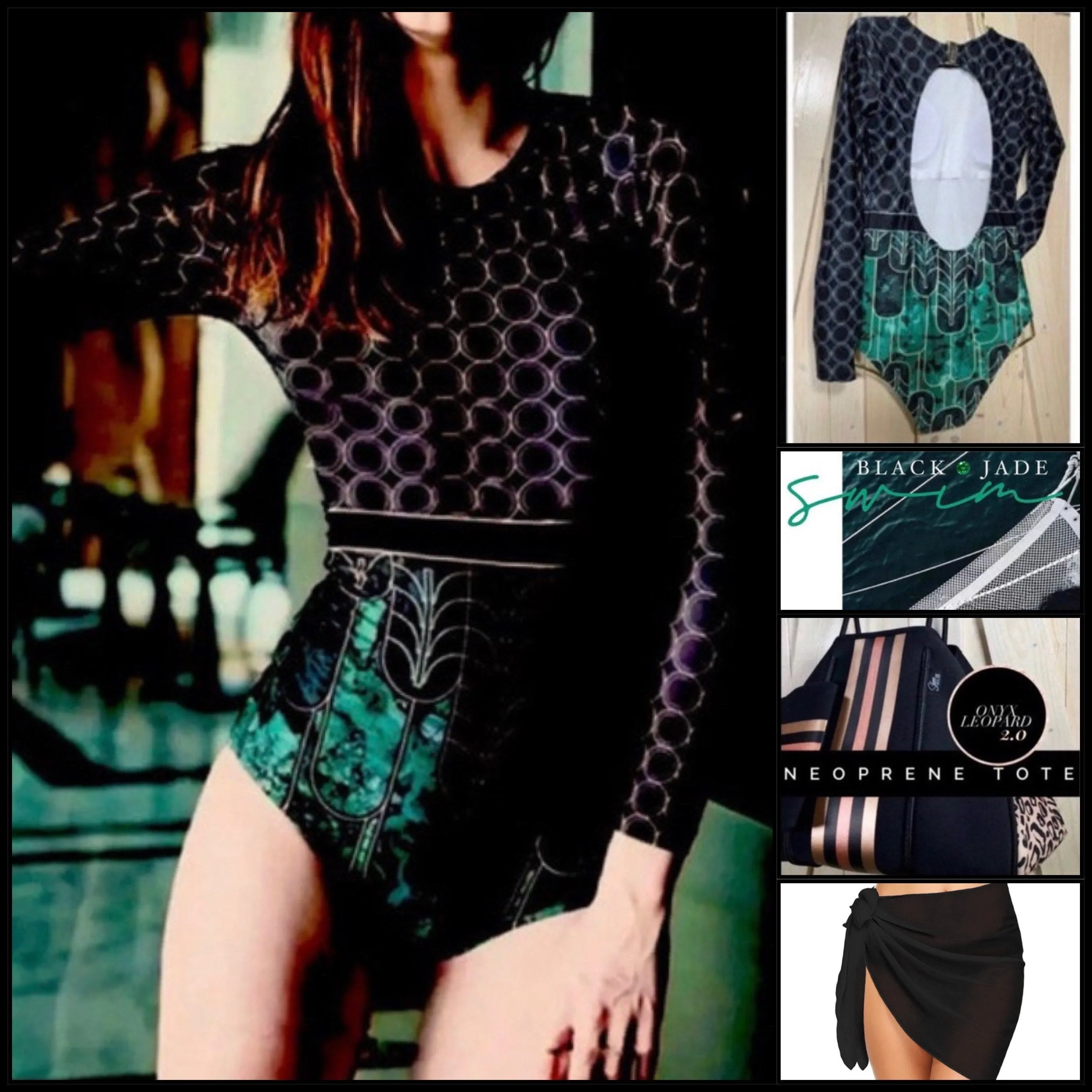 S-XL petite swimsuit Emerald • Mist 1-shoulder / Teal 2-shoulder / Black Jade longsleeve rashguard green navy black gold white cruise resort