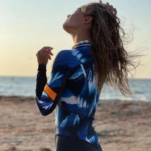 S-XL UPF Rashguard Blue Breeze Coral longsleeve one-piece royal blue white & blackest navy swimsuit   tangerine surf swim ski paddle kayak