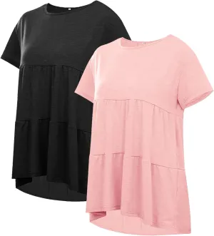 Sanifer Peplum Tops for Women Summer Tops Short Sleeve Shirts Casual Tunic Cute Summer Tshirt