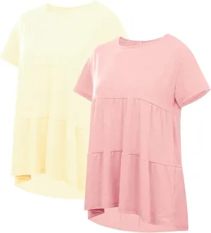 Sanifer Peplum Tops for Women Summer Tops Short Sleeve Shirts Casual Tunic Cute Summer Tshirt